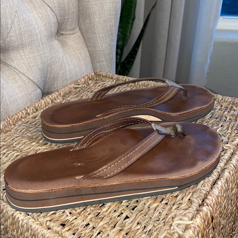 Rainbow 🌈 Classic All Leather Flip Flop Sz. 5.5-6 - Picture 7 of 7